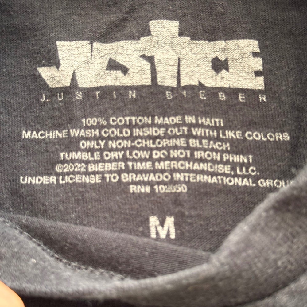 Justin Bieber Justice World Tour 2022 Concert Graphic T-Shirt Black Medium - Picture 6 of 7